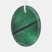 Groene veer, mooie patroontextuur. glas ornament (Voorkant links)