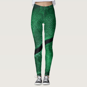 Groene veer, mooie patroontextuur. leggings