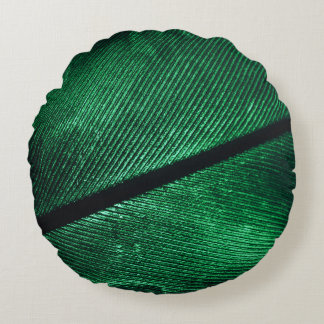 Groene veer, mooie patroontextuur. rond kussen