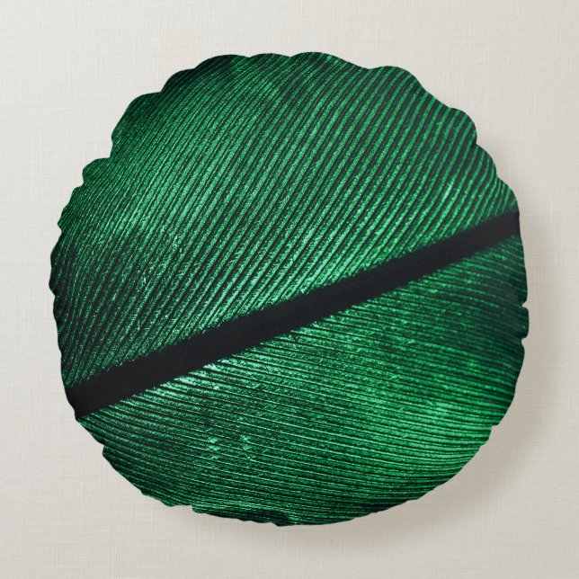 Groene veer, mooie patroontextuur. rond kussen (Voorkant)