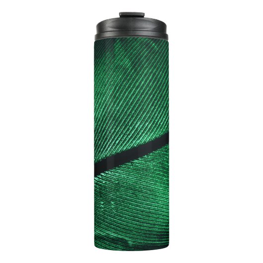 Groene veer, mooie patroontextuur. thermosbeker (Voorkant)