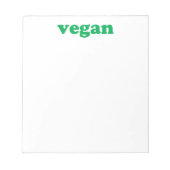 groene " veganletters " , witte achtergrond notitieblok (Voorkant)