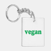 groene " veganletters " , witte achtergrond sleutelhanger (Voorkant Links)
