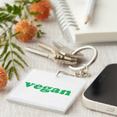 groene " veganletters " , witte achtergrond sleutelhanger (Voorkant Rechts)