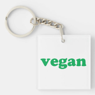 groene " veganletters " , witte achtergrond sleutelhanger