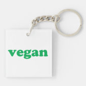 groene " veganletters " , witte achtergrond sleutelhanger (Achterkant)