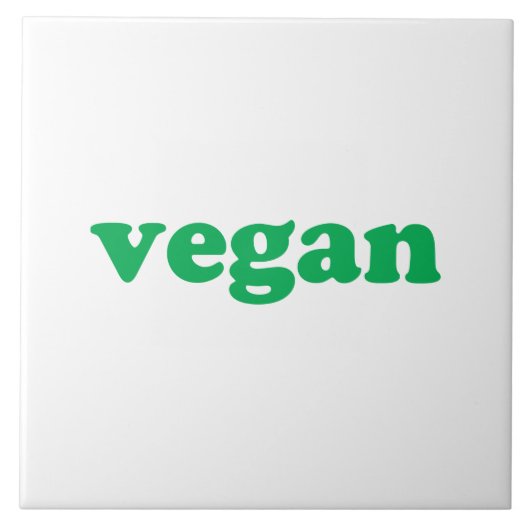 groene " veganletters " , witte achtergrond tegeltje (Voorkant)