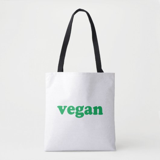 groene " veganletters " , witte canvas tas (Voorkant)
