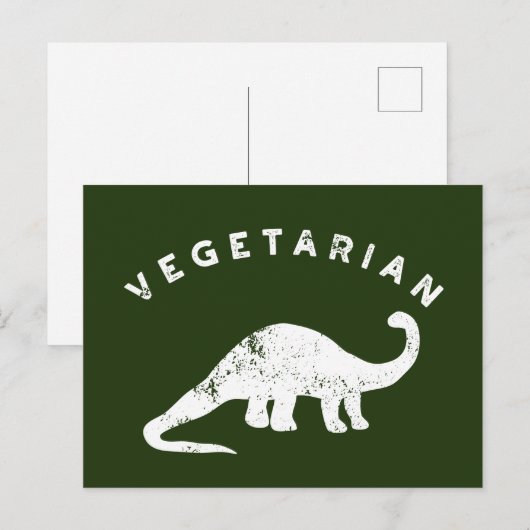 Groene vegetariër Dinosaur, wit en jager Briefkaart (Voorkant / Achterkant)