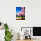 Groene velden en bloeiende bomen poster (Thuiskantoor)