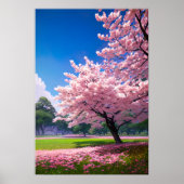 Groene velden en bloeiende bomen poster (Voorkant)