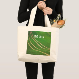 Groene velden grote tote bag