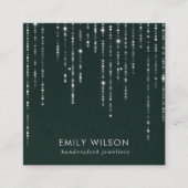 GROENE VELVET STRING LIGHTS STUD EARRING DISPLAY VIERKANTE VISITEKAARTJE (Voorkant)