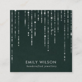 GROENE VELVET STRING LIGHTS STUD EARRING DISPLAY VIERKANTE VISITEKAARTJE