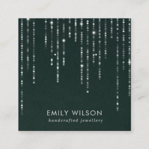 GROENE VELVET STRING LIGHTS STUD EARRING DISPLAY VIERKANTE VISITEKAARTJE