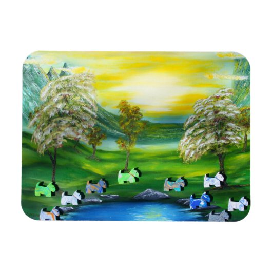 Groene Venus Scotties bij de vijver Magneet (Horizontaal)