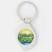 Groene Venus Scotties bij de vijver Sleutelhanger (Voorkant)