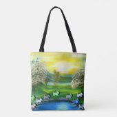 Groene Venus Scotties bij de vijver Tote Bag (Achterkant)