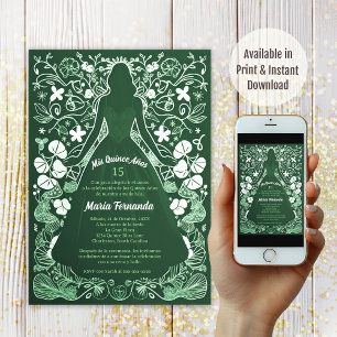  groene verde Mis Quince Años Quinceañera Kaart
