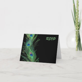 Groene Veren met Zwart Huwelijk RSVP