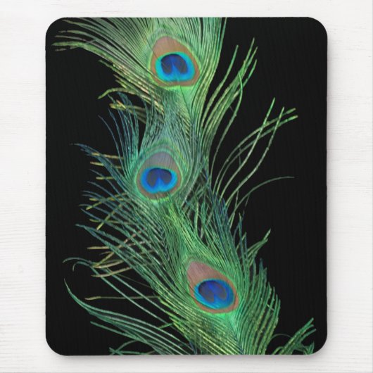 Groene veren met zwart muismat (Voorkant)