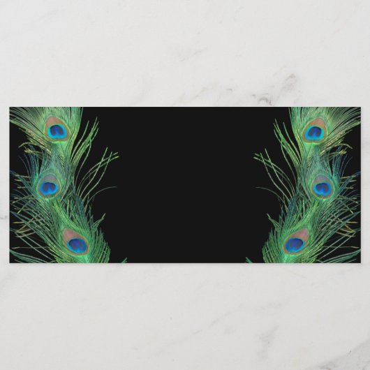 Groene veren met zwart trouwprogramma programmakaart (Achterkant)