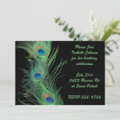 Groene veren met zwarte verjaardag kaart (Staand voorkant)