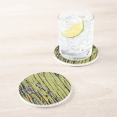 Groene verf pellen op weed Barn Wood Zandsteen Onderzetter (Zijkant)