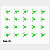 Groene verf splodge ronde sticker (Vel)