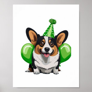 Groene Verjaardag Corgi Classic T-shirt Poster