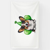 Groene Verjaardag Corgi Classic T-shirt Spandoek (Verticaal)