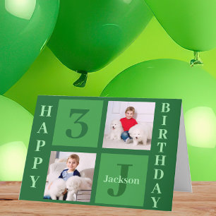 Groene Verjaardag Fotocollage Gepersonaliseerde Ki Kaart