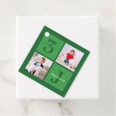 Groene Verjaardag Fotocollage Gepersonaliseerde Pa Bedankjes Labels (In situ)