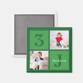 Groene Verjaardag Fotocollage Gepersonaliseerde Pa Magneet (Voorkant / Achterkant)