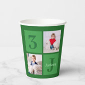 Groene Verjaardag Fotocollage Gepersonaliseerde Pa Papieren Bekers (Achterkant)