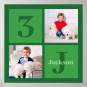 Groene Verjaardag Fotocollage Gepersonaliseerde Pa Poster (Voorkant)