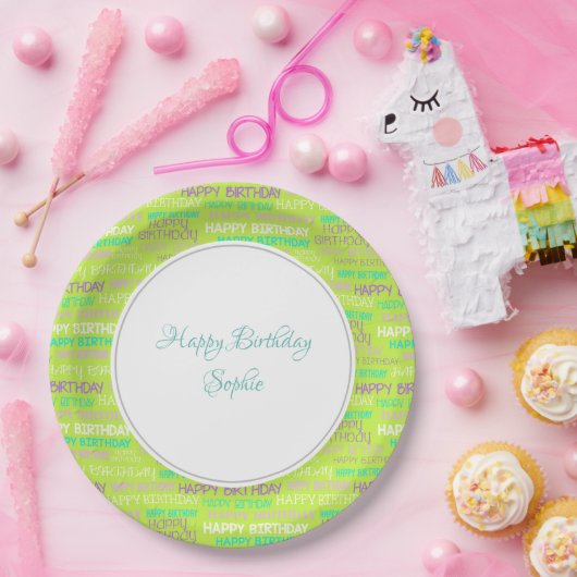 Groene verjaardag gepersonaliseerd papieren bordje (Feest)