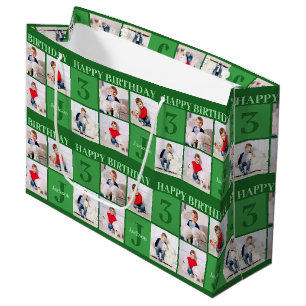 Groene Verjaardag Jongen Fotocollage Custom Party Groot Cadeauzakje