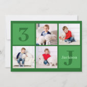 Groene Verjaardag Jongen Fotocollage Custom Party Kaart (Voorkant)