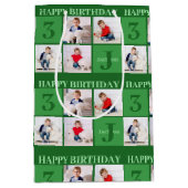 Groene Verjaardag Jongen Fotocollage Custom Party Medium Cadeauzakje (Voorkant)