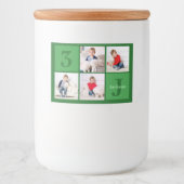 Groene Verjaardag Jongen Fotocollage Custom Party Voedselcontainer Etiket (Voorkant)