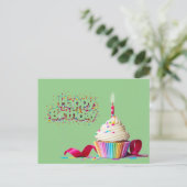 Groene Verjaardags Cupcake Kaart (Staand voorkant)
