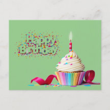 Groene Verjaardags Cupcake Kaart