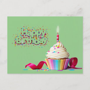 Groene Verjaardags Cupcake Kaart