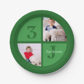 Groene verjaardagsfeest aangepaste Kinder foto Papieren Bordje (Voorkant)