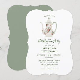 Groene verjaardagsfeest thee feest uitnodiging