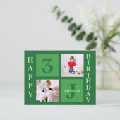 Groene verjaardagsfotocollage gepersonaliseerd fee briefkaart (Staand voorkant)