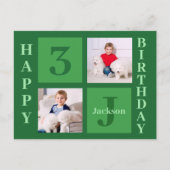 Groene verjaardagsfotocollage gepersonaliseerd fee briefkaart (Voorkant)