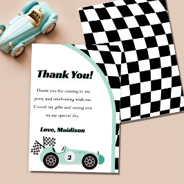 Groene verjaardagskaart bedankt voor race-autothem kaart