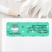 Groene verjaardagstaart retour adreslabels etiket (Insitu)